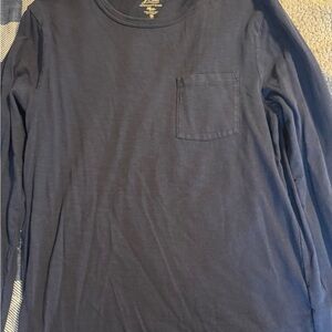 J. Crew Long-Sleeve Crewneck Pocket Shirt - Navy Blue